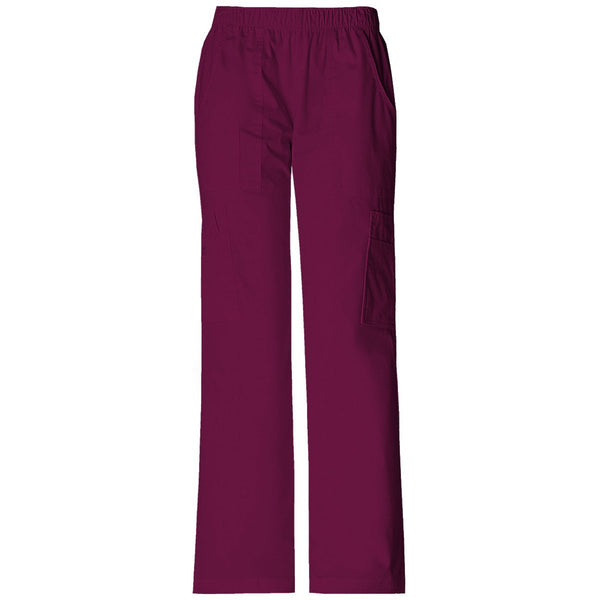 Cherokee Scrubs Workwear Core Stretch Mid Rise Pull-On Pant Cargo Pant 4005P Wine XS